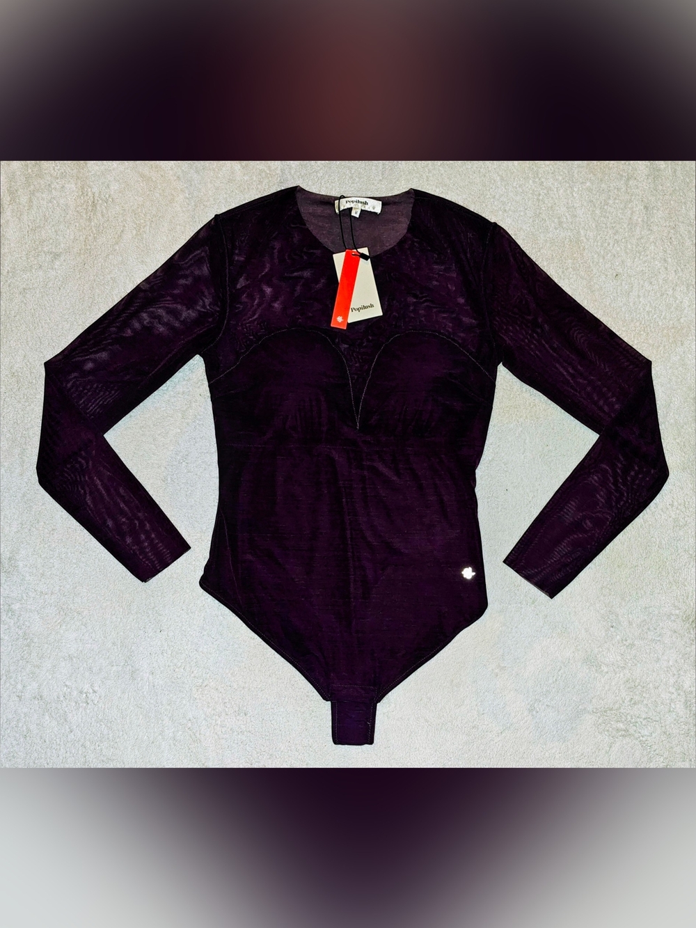 POPILUSH Plum Mesh Bodysuit
